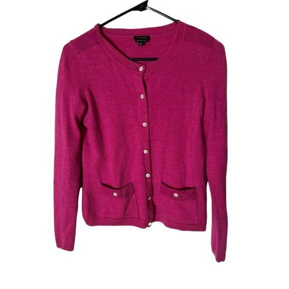 Talbots Pink 100% marino Wool Cardigan Size XS